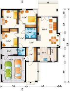 Одноэтажный дом с гаражом на 2 авто