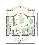 Архитектурный проект красивого загородного коттеджа с полукруглыми эркерами