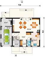 Архитектурный проект стильного особняка площадью 140 m²