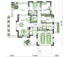 Красивый одноэтажник с гаражом на две машины
