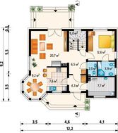 Проект мансардного дома с угловым эркером