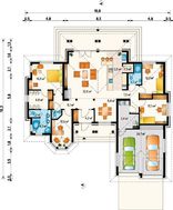 Красивый одноэтажный дом с интересным фасадом