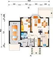 Мансардный дом в традиционном стиле с пристроенным гаражом на 1 авто