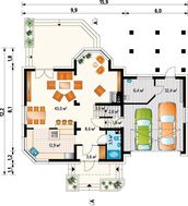 Современный загородный дом с гаражом для двух автомобилей