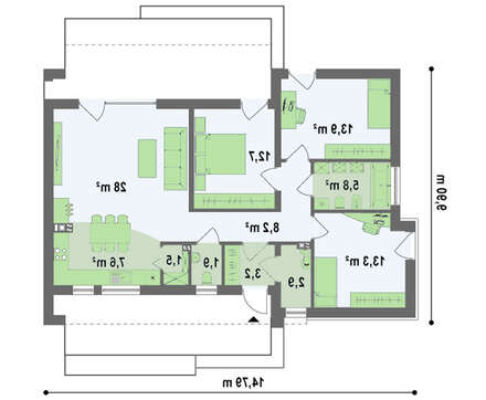 Проект одноэтажного коттеджа площадью 100 м²