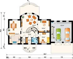 Проект огромного загородного коттеджа с гаражом на два автомобиля