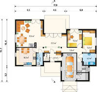 Проект загородного дома с небольшим гаражом и удобной планировкой