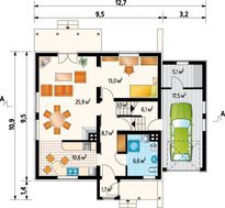 Архитектурный проект красивого дома с балконом и верандой