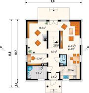 Оригинальный проект коттеджа с площадью 170 m²