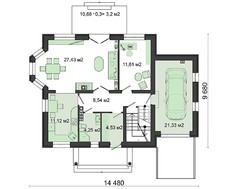 Проект красивого загородного особняка с площадью 200 m²