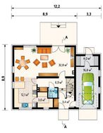 Проект красивого особняка с гаражом и просторным балконом
