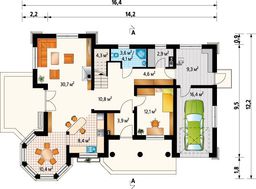 Проект загородного коттеджа с небольшой террасой
