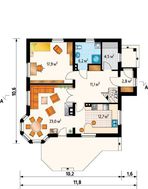 Архитектурный проект уютного коттеджа с небольшой террасой