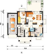 Оригинальный проект особняка с пятью комнатами и гаражом