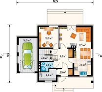 Проект симпатичного загородного дома с семью комнатами и гаражом