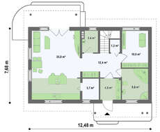 Проект классического мансардного коттеджа площадью 154 кв.м.
