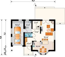 Привлекательный проект мансардного коттеджа с эркером в кухне-студио