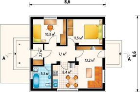 Примечательный проект домика до 60 m²