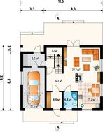 Готовый проект коттеджа 180 m² с мансардой и гаражом на 1 машину
