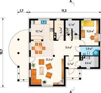 Г-образный дом с мансардой