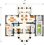 Симпатичный проект дома с крыльцом в виде башни