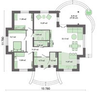 1 этажный дом с многоскатной крышей