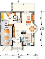 Проект строительства уютного дома с эркером с многоскатной крышей