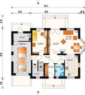Интересный проект 1,5-этажного дома с частично кирпичным фасадом