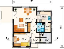 Жилой дом необычной планировки площадью 110 квадратов