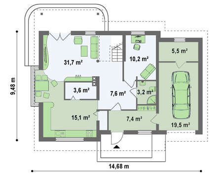 Проект классического мансардного дома площадью 180 кв.м.