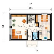 Красивое загородное строение с цокольным этажом