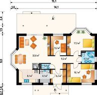Современный одноэтажный особняк с интересными личными комнатами