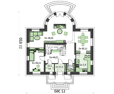 Помпезное жилое строение на два этажа