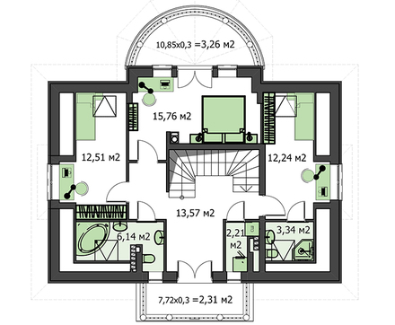 Помпезное жилое строение на два этажа