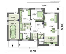 Проект простого коттеджа площадью 145 кв.м.