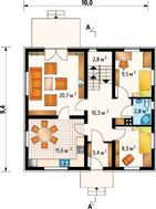 План компактного загородного дома с цокольным этажом
