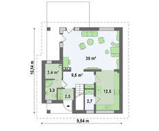 Проект небольшого удобного коттеджа с мансардой