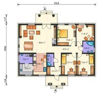 Одноэтажная усадьба с колоннами на крыльце