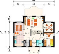 Привлекательный жилой дом на три балкона с цокольным этажом