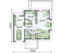 Проект коттеджа с мансардой площадью 198 кв.м. и гаражом