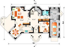 Необычный красивый дом с просторной гостевой зоной