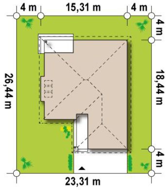 Проект одноэтажного дома площадью 175 кв.м. с гаражом для двух авто