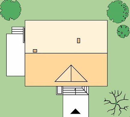 Проект одноэтажного дома с открытыми верандами под двускатной крышей